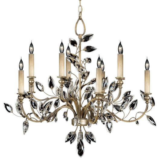 Fine Art Handcrafted Lighting Crystal Laurel Ten-Light Two-Tier Chandelier with Bold-Cut Stylized Crystal Leaves