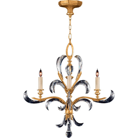 Fine Art Handcrafted Lighting Beveled Arcs Gold Four-Light Single-Tier Beveled Crystal Chandelier