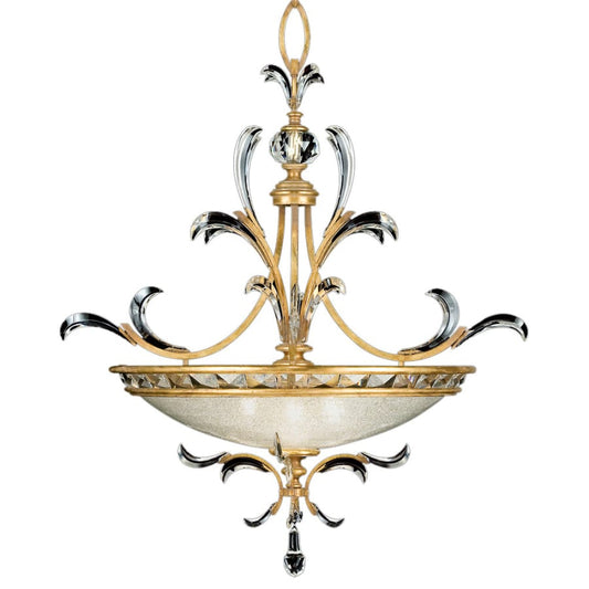 Fine Art Handcrafted Lighting Beveled Arcs Gold 32" Diameter Three-Light Beveled Crystal Bowl Pendant