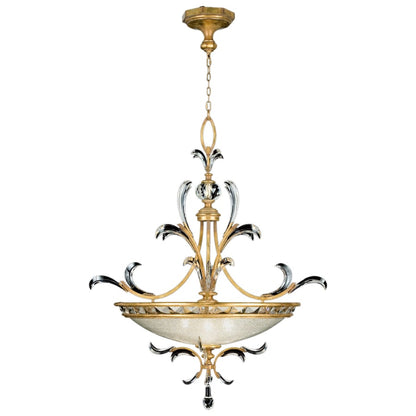 Fine Art Handcrafted Lighting Beveled Arcs Gold 32" Diameter Three-Light Beveled Crystal Bowl Pendant