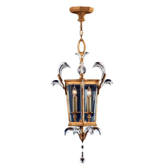 Fine Art Handcrafted Lighting Beveled Arcs Gold 22" Diameter Three-Light Beveled Crystal Bowl Pendant