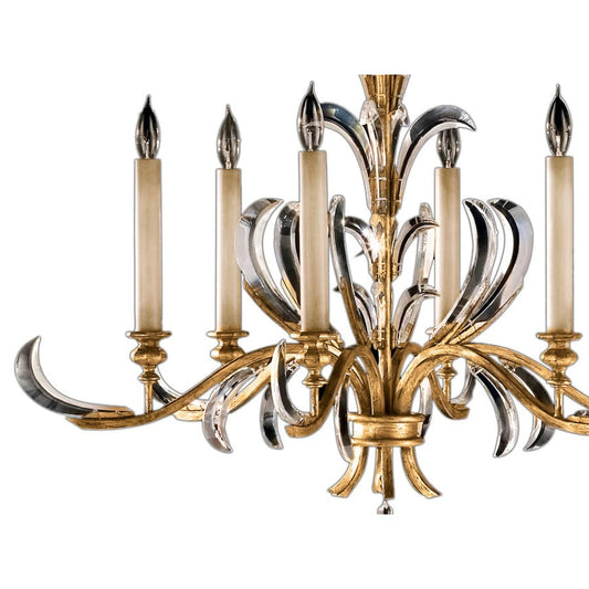 Fine Art Handcrafted Lighting Beveled Arcs Gold Six-Light Single-Tier Beveled Crystal Chandelier