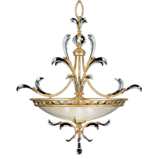 Fine Art Handcrafted Lighting Beveled Arcs Gold 44" Diameter Three-Light Beveled Crystal Foyer Pendant
