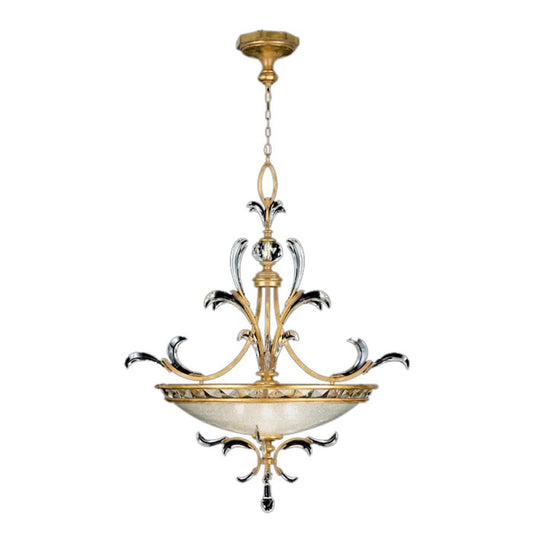 Fine Art Handcrafted Lighting Beveled Arcs Gold 44" Diameter Three-Light Beveled Crystal Foyer Pendant