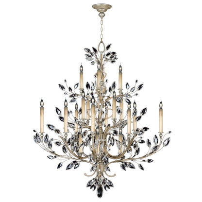 Fine Art Handcrafted Lighting Crystal Laurel Twenty-Light Two-Tier Chandelier with Bold-Cut Stylized Crystal Leaves