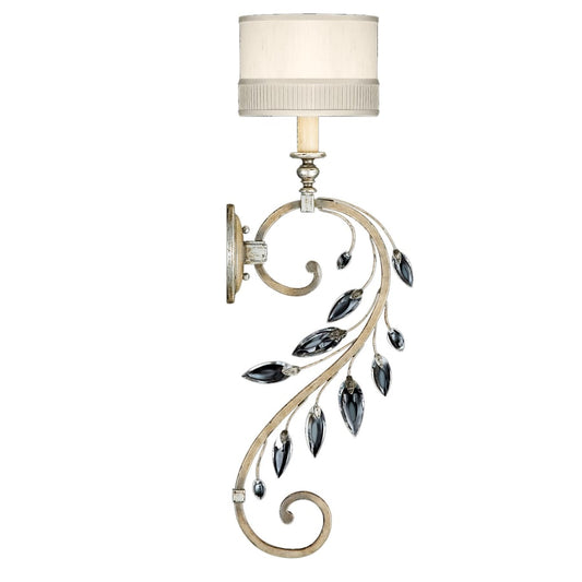 Fine Art Handcrafted Lighting Crystal Laurel Single-Light Wall Sconce with Bold-Cut Stylized Crystal Leaves