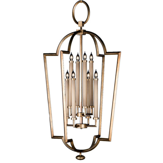 Fine Art Handcrafted Lighting Allegretto Gold Eight-Light Foyer Pendant with Faux Candle Accents