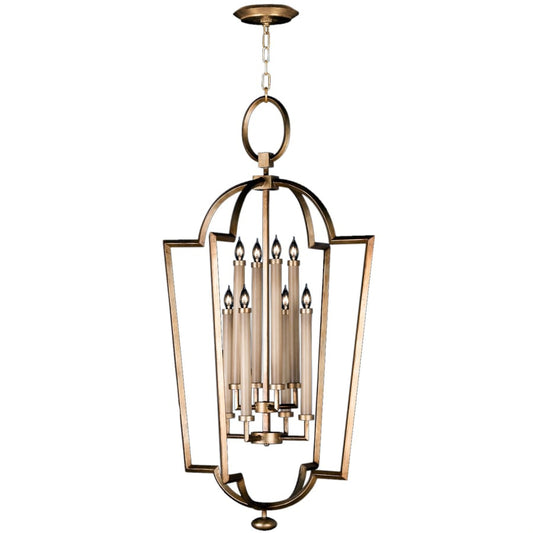 Fine Art Handcrafted Lighting Allegretto Gold Eight-Light Foyer Pendant with Faux Candle Accents