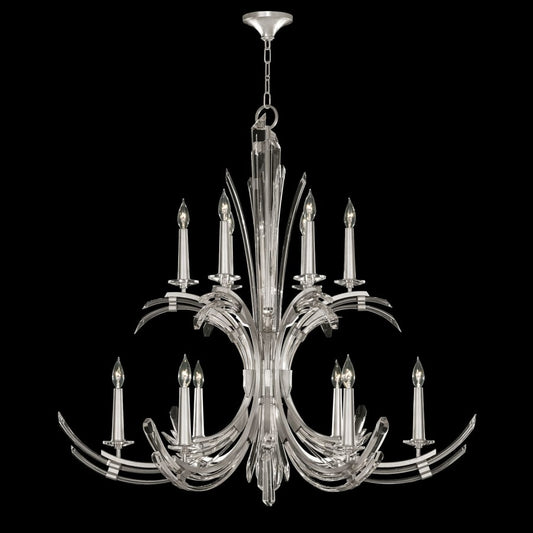 Fine Art Handcrafted Lighting Trevi 12 Light 42" Wide Crystal Abstract Chandelier