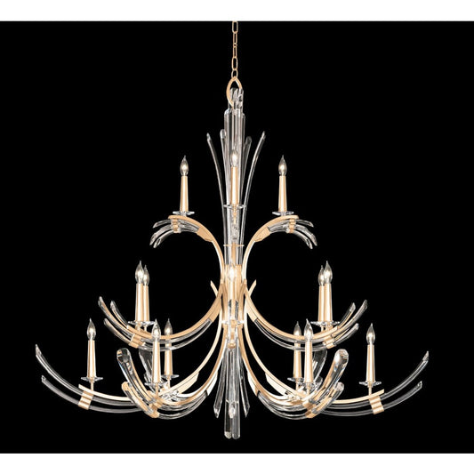 Fine Art Handcrafted Lighting Trevi 15 Light 56" Wide Crystal Abstract Chandelier