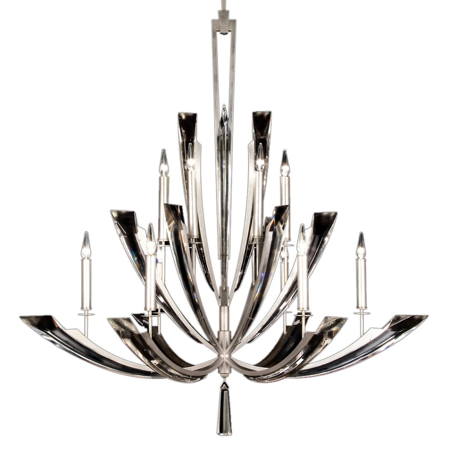 Fine Art Handcrafted Lighting Vol de Cristal Twelve-Light Two-Tier Chandelier with Tapered Beveled Crystals