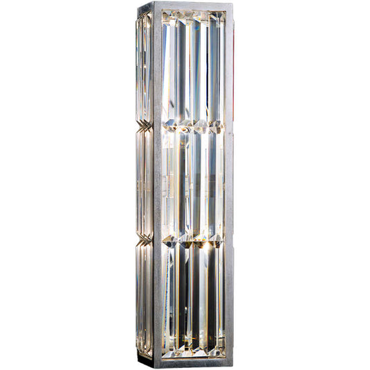Fine Art Handcrafted Lighting Crystal Enchantment Two-Light Wall Sconce with Multi-Faceted Crystal Panels