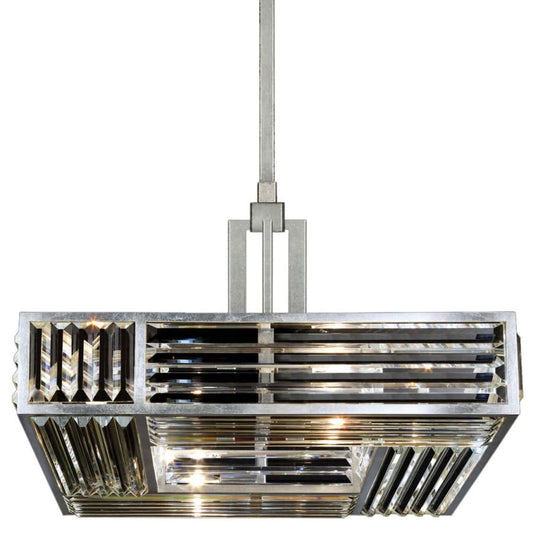 Fine Art Handcrafted Lighting Crystal Enchantment Four-Light Single-Tier Chandelier with Multi-Faceted Crystal Panels