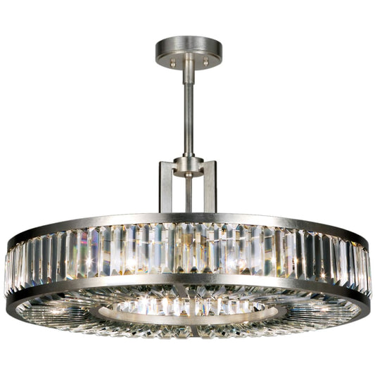 Fine Art Handcrafted Lighting Crystal Enchantment 29" Diameter Six-Light Drum Pendant with Multi-Faceted Crystal Panels