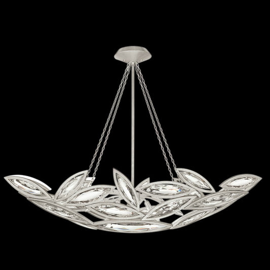 Fine Art Handcrafted Lighting Marquise 7 Light Foyer Pendant with Faceted Crystal Shade
