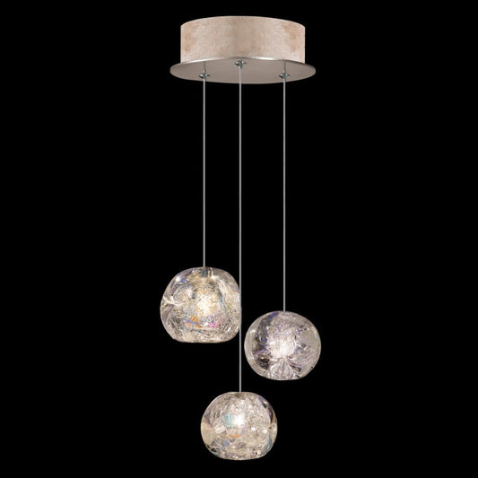 Fine Art Handcrafted Lighting Natural Inspirations 3 Light 9" Wide LED Crystal Multi Light Pendant