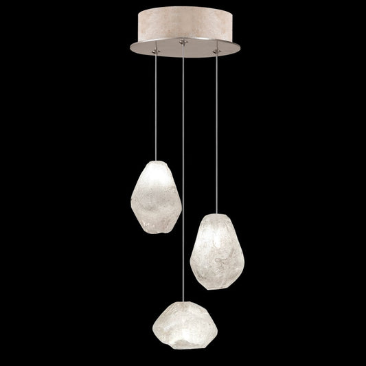 Fine Art Handcrafted Lighting Natural Inspirations 3 Light 9" Wide LED Crystal Multi Light Pendant