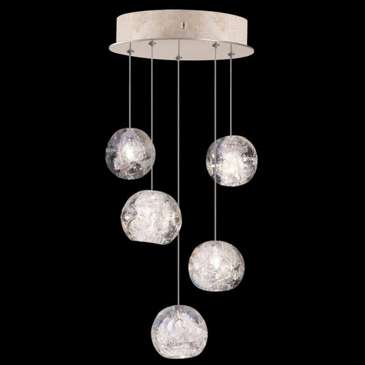 Fine Art Handcrafted Lighting Natural Inspirations 5 Light 12" Wide LED Crystal Multi Light Pendant