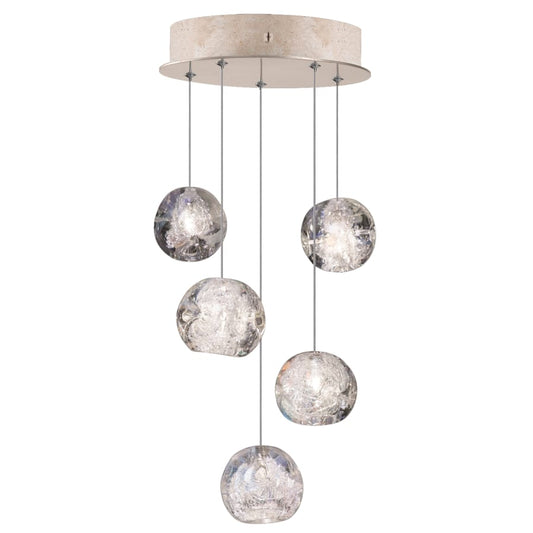Fine Art Handcrafted Lighting Natural Inspirations 5 Light 12" Wide LED Crystal Multi Light Pendant