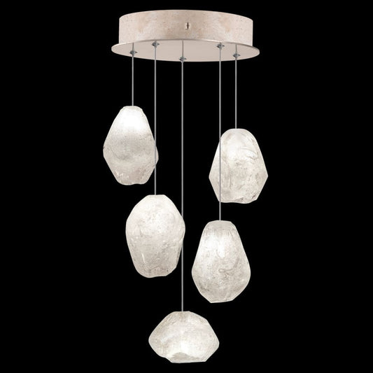 Fine Art Handcrafted Lighting Natural Inspirations 5 Light 12" Wide LED Crystal Multi Light Pendant