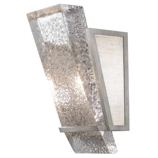 Fine Art Handcrafted Lighting Crownstone Single Light 13" Tall Wall Sconce with Linen Shade