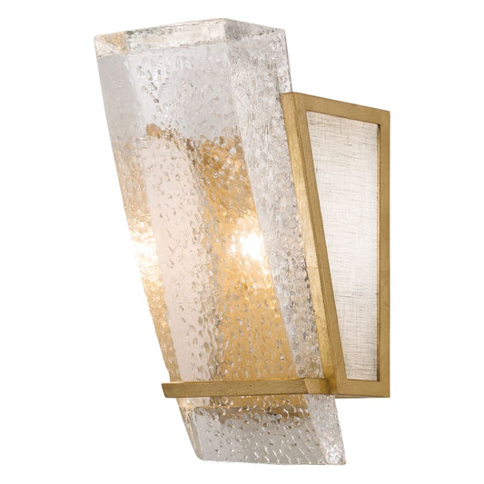 Fine Art Handcrafted Lighting Crownstone Single Light 13" Tall Wall Sconce with Linen Shade