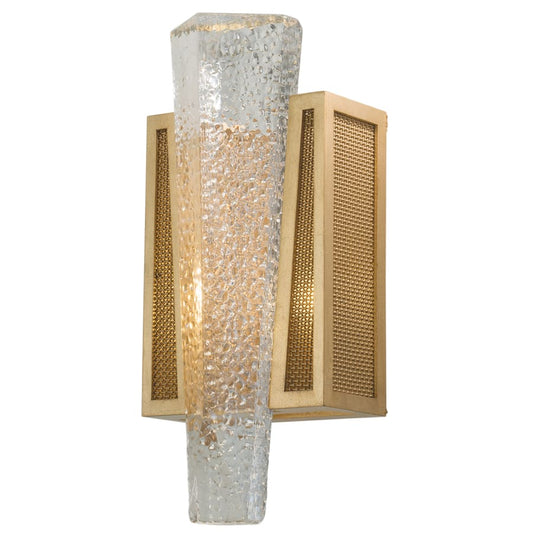 Fine Art Handcrafted Lighting Crownstone Single Light 15" Tall Wall Sconce with Metal Mesh Shade