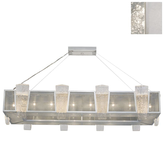 Fine Art Handcrafted Lighting Crownstone 16 Light 52" Wide Linear Chandelier with Metal Mesh Shade