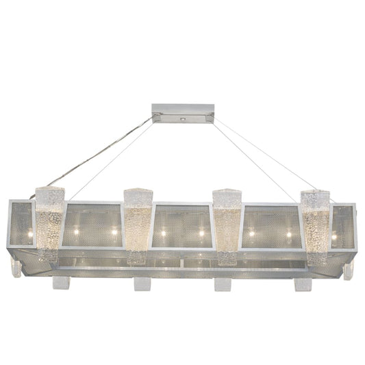 Fine Art Handcrafted Lighting Crownstone 16 Light 52" Wide Linear Chandelier with Metal Mesh Shade