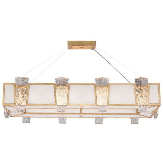 Fine Art Handcrafted Lighting Crownstone 16 Light 52" Wide Linear Chandelier with Linen Shade