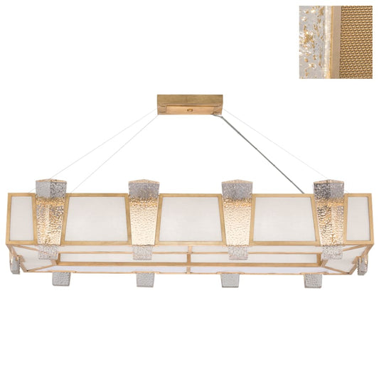 Fine Art Handcrafted Lighting Crownstone 16 Light 52" Wide Linear Chandelier with Linen Shade
