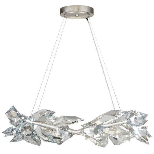 Fine Art Handcrafted Lighting Foret 34" Round Pendant with Hand-cut Faceted Crystal Leaves