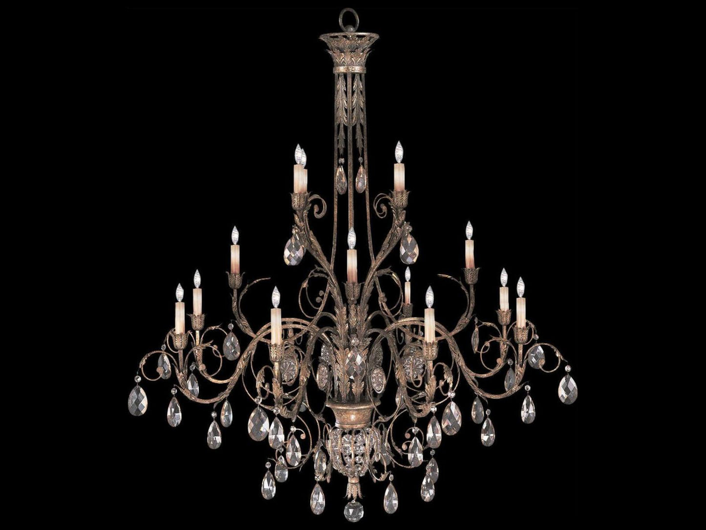 Fine Art Handcrafted Lighting A Midsummer Nights Dream 16-Light Gold Brown Crystal Tiered Chandelier