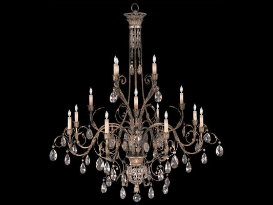 Fine Art Handcrafted Lighting A Midsummer Nights Dream 16-Light Gold Brown Crystal Tiered Chandelier