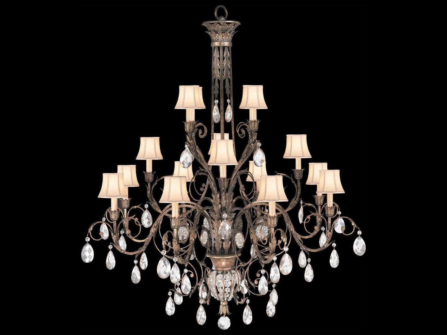 Fine Art Handcrafted Lighting 16-Light A Midsummer Nights Dream Chandelier Gold Brown Crystal
