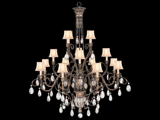 Fine Art Handcrafted Lighting 16-Light A Midsummer Nights Dream Chandelier Gold Brown Crystal