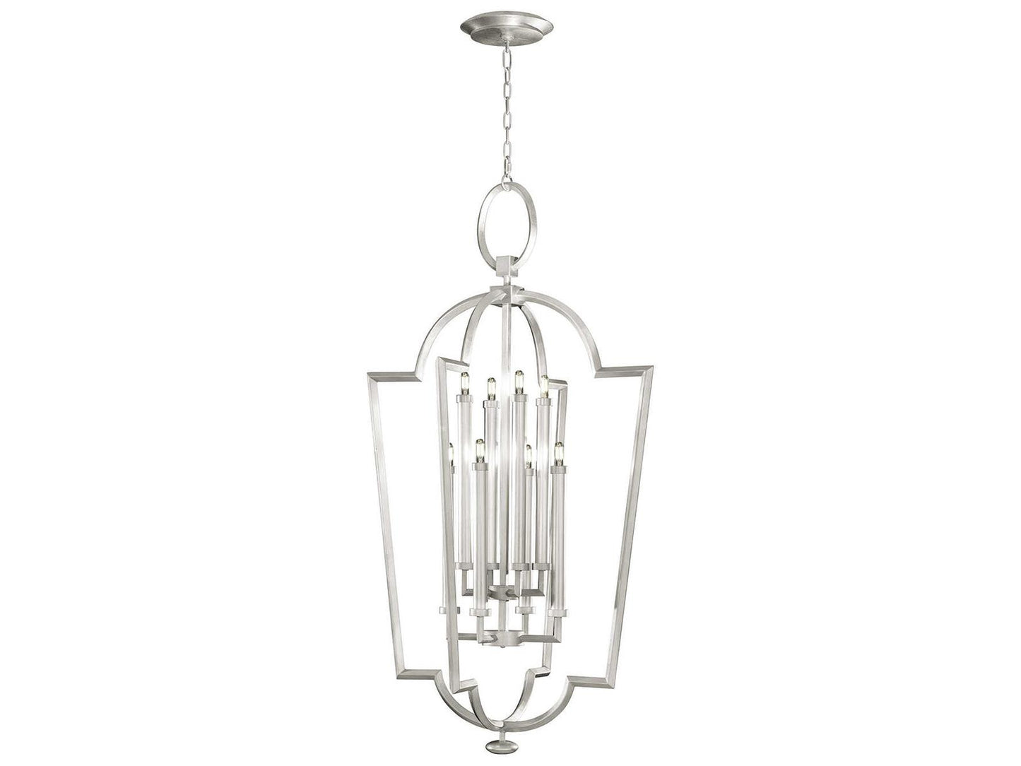 Fine Art Handcrafted Lighting Allegretto 8-Light Silver Leaf Candelabra Tiered Chandelier