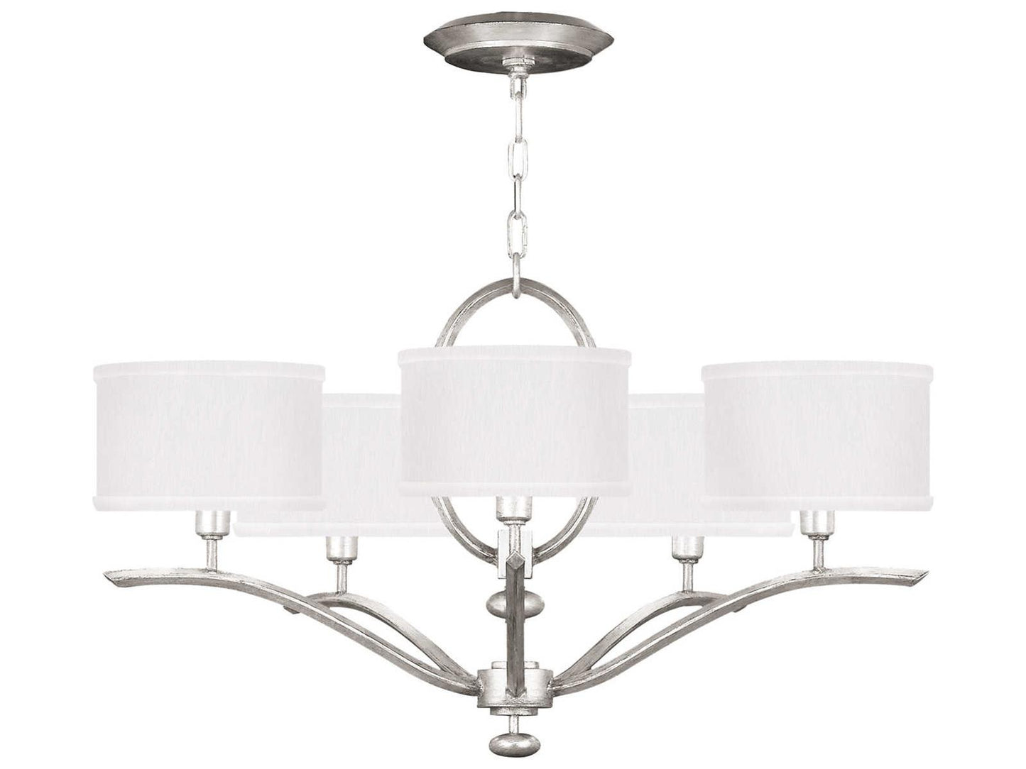 Fine Art Handcrafted Lighting 5-Light Allegretto Chandelier in Silver Leaf