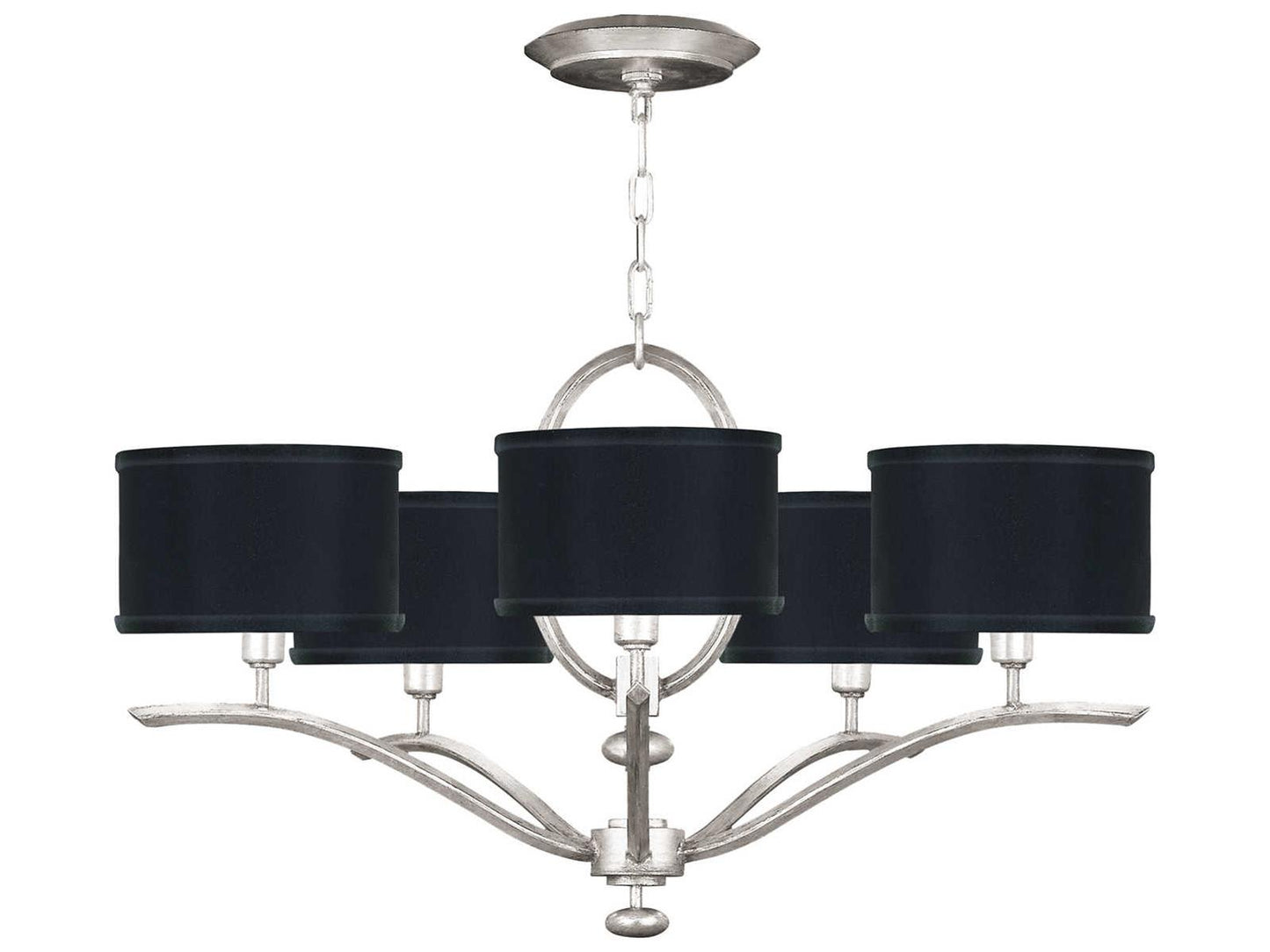 Fine Art Handcrafted Lighting Allegretto 5-Light Silver Leaf Drum Chandelier