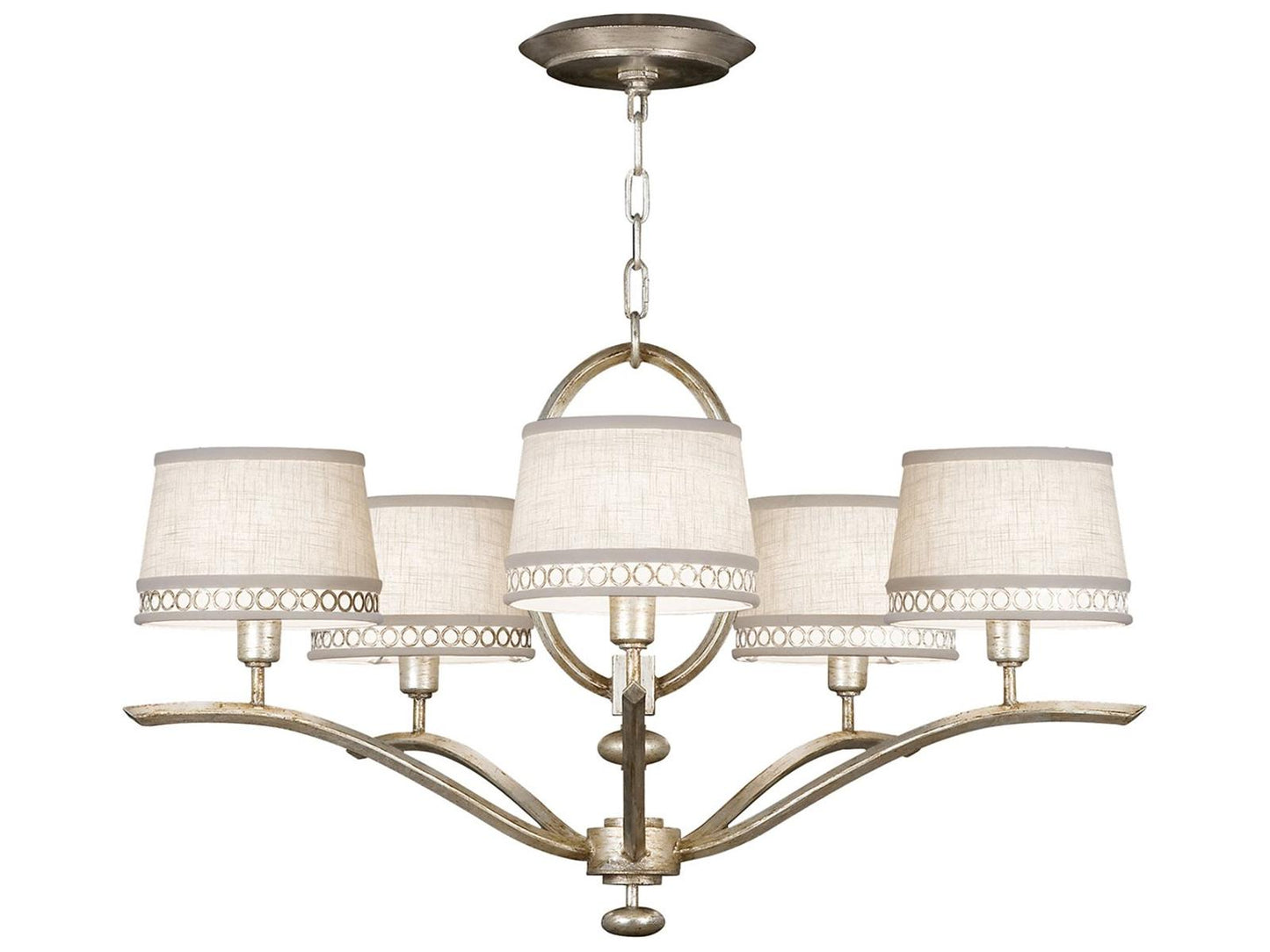 Fine Art Handcrafted Lighting 5-Light Allegretto Empire Chandelier in Platinized Silver Leaf