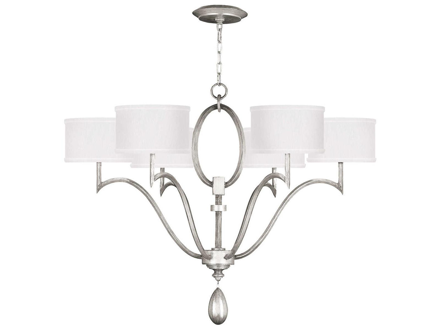 Fine Art Handcrafted Lighting Allegretto 6-Light Drum Chandelier in Silver Leaf