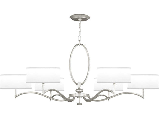 Fine Art Handcrafted Lighting Allegretto 6-Light Silver Leaf Drum Chandelier with White Shades