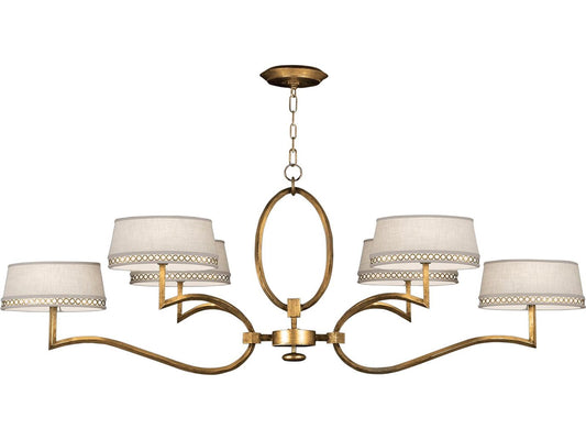 Fine Art Handcrafted Lighting Allegretto 6-Light Gold Oblong Tiered Chandelier