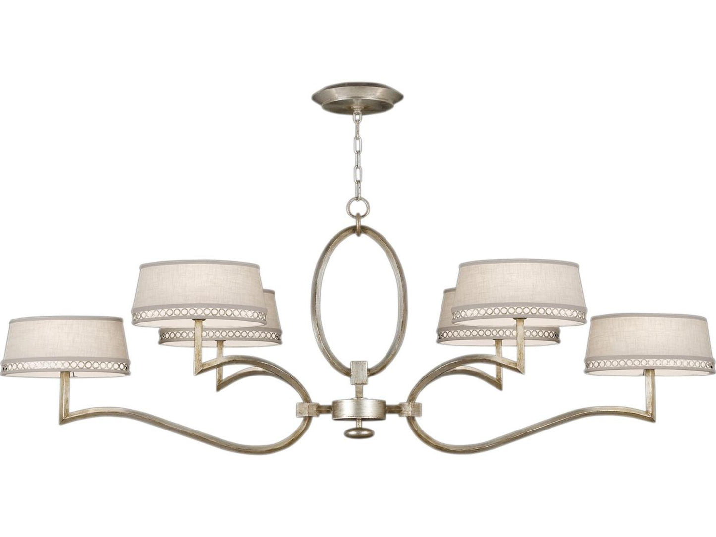 Fine Art Handcrafted Lighting 6-Light Allegretto Oblong Chandelier in Platinized Silver Leaf