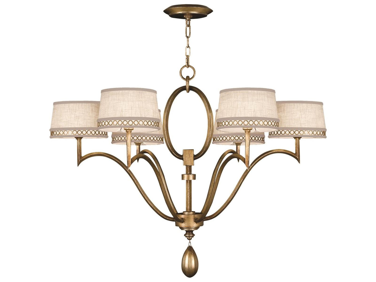 Fine Art Handcrafted Lighting Allegretto 6-Light Chandelier in Burnished Gold Leaf