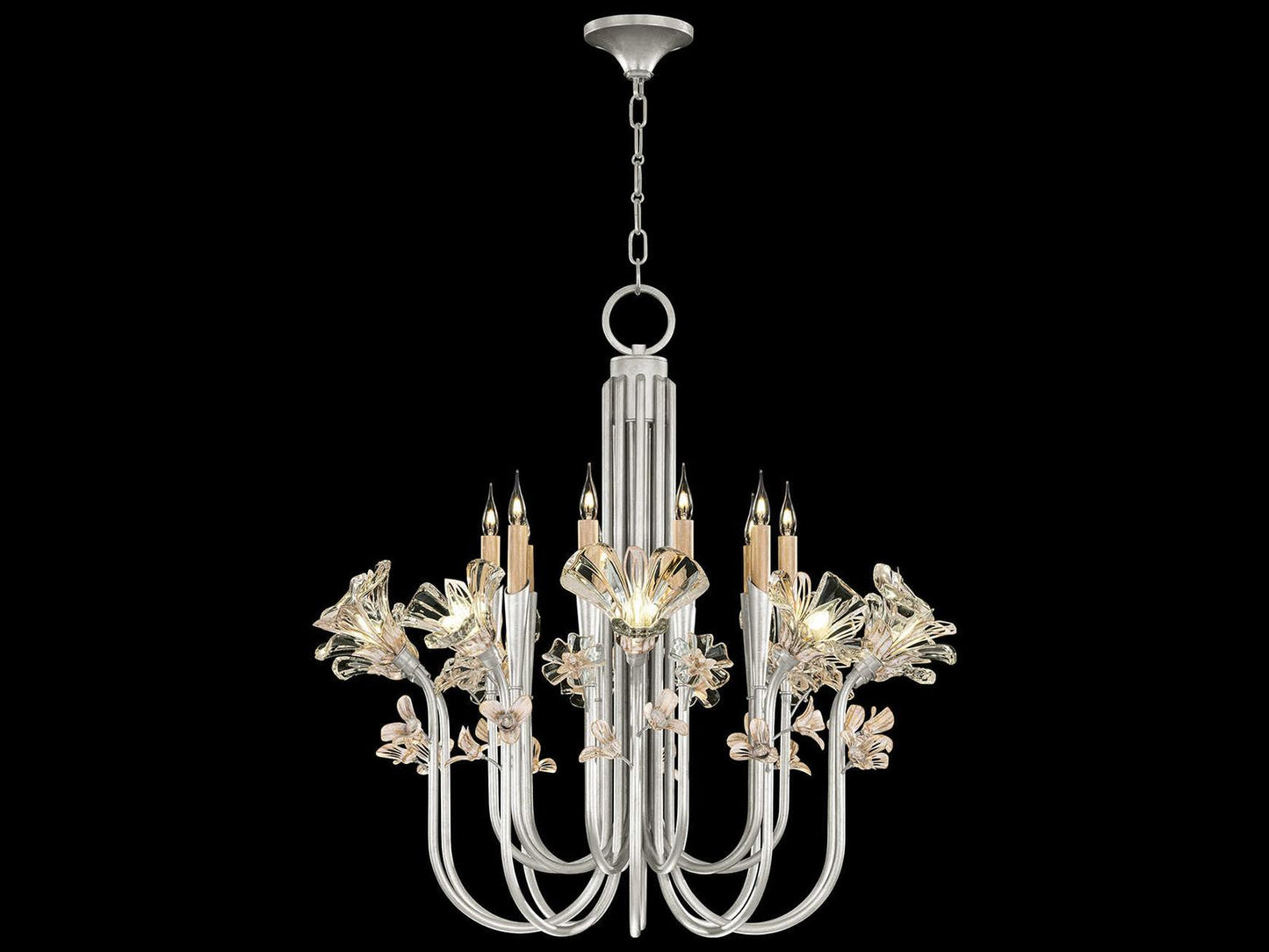 Fine Art Handcrafted Lighting Azu 20-Light Round Chandelier in Silver Leaf