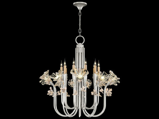 Fine Art Handcrafted Lighting Azu 20-Light Round Chandelier in Silver Leaf