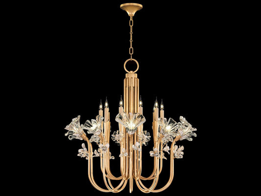 Fine Art Handcrafted Lighting Azu 20-Light Gold Crystal Candelabra Chandelier