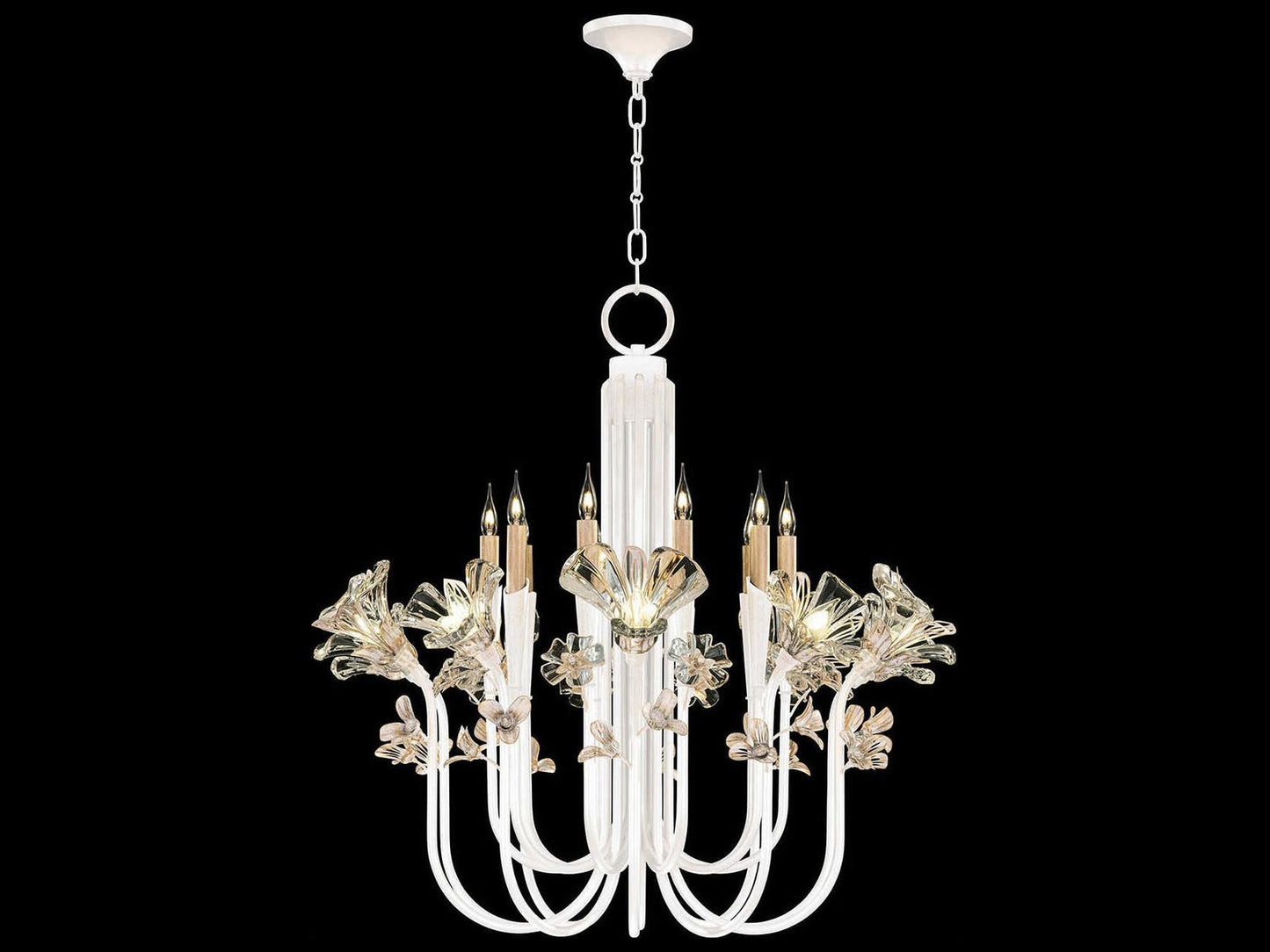 Fine Art Handcrafted Lighting Azu 20-Light White Crystal Chandelier with White Gesso Finish