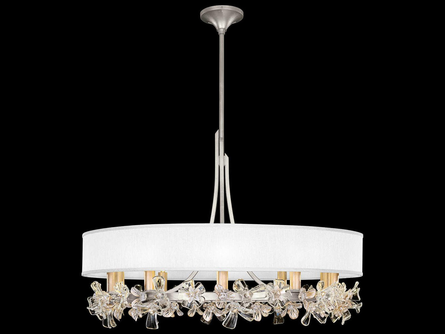 Fine Art Handcrafted Lighting 10-Light Azu Chandelier in Silver Leaf with Crystal